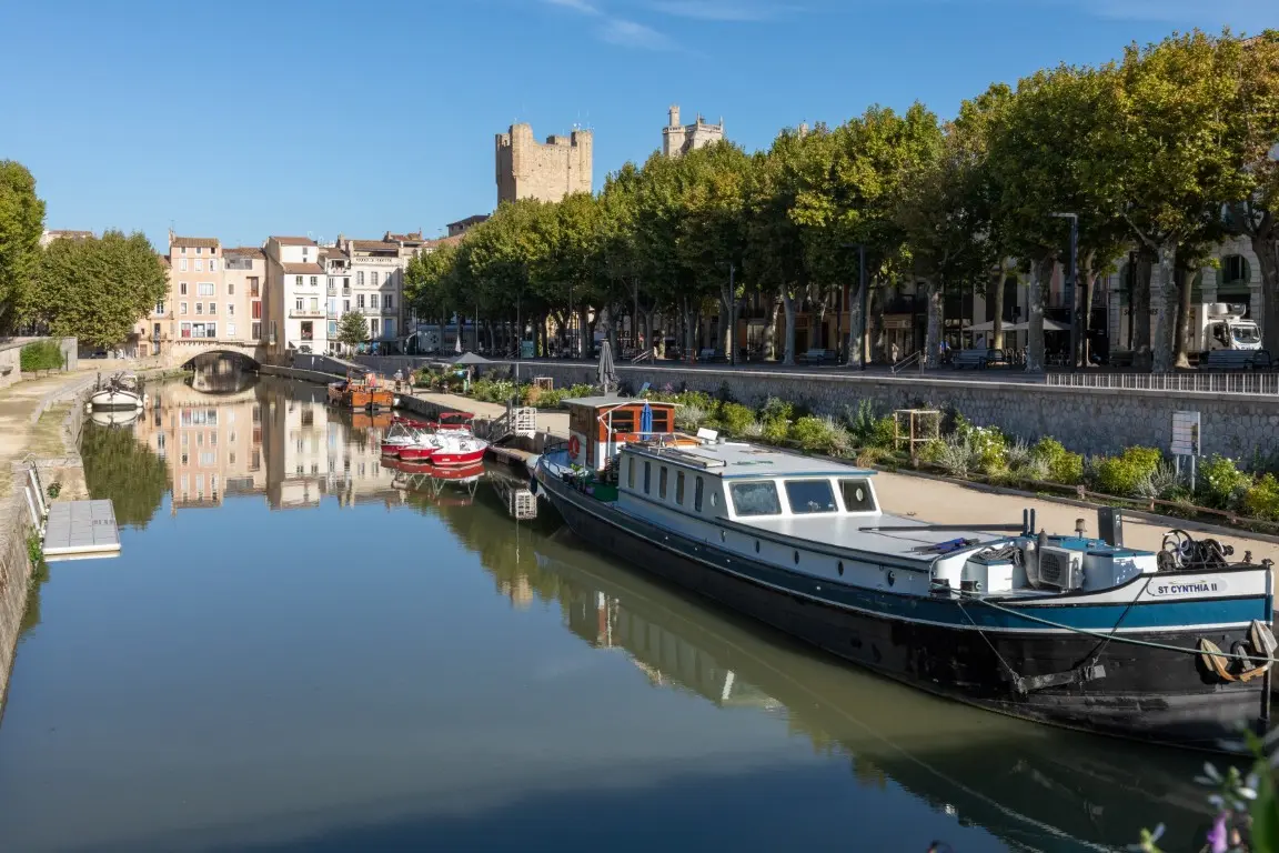 Vue de la Cathédrale de Narbonne et du Canal de la Robine