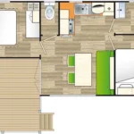 plan de mobil home confort + climatisé dans camping calme à narbonne