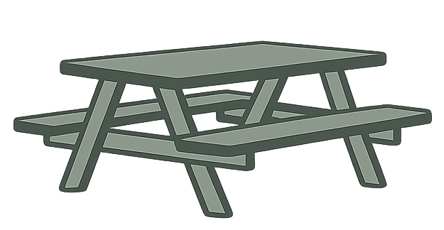 Table de pique-nique disponible pour les clients