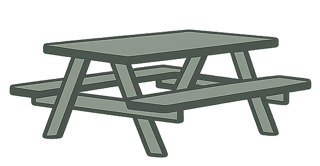Table de pique-nique disponible pour les clients